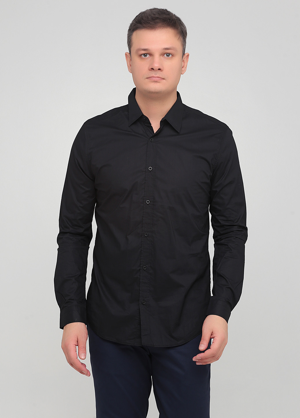 Черная кэжуал рубашка однотонная Purewhite