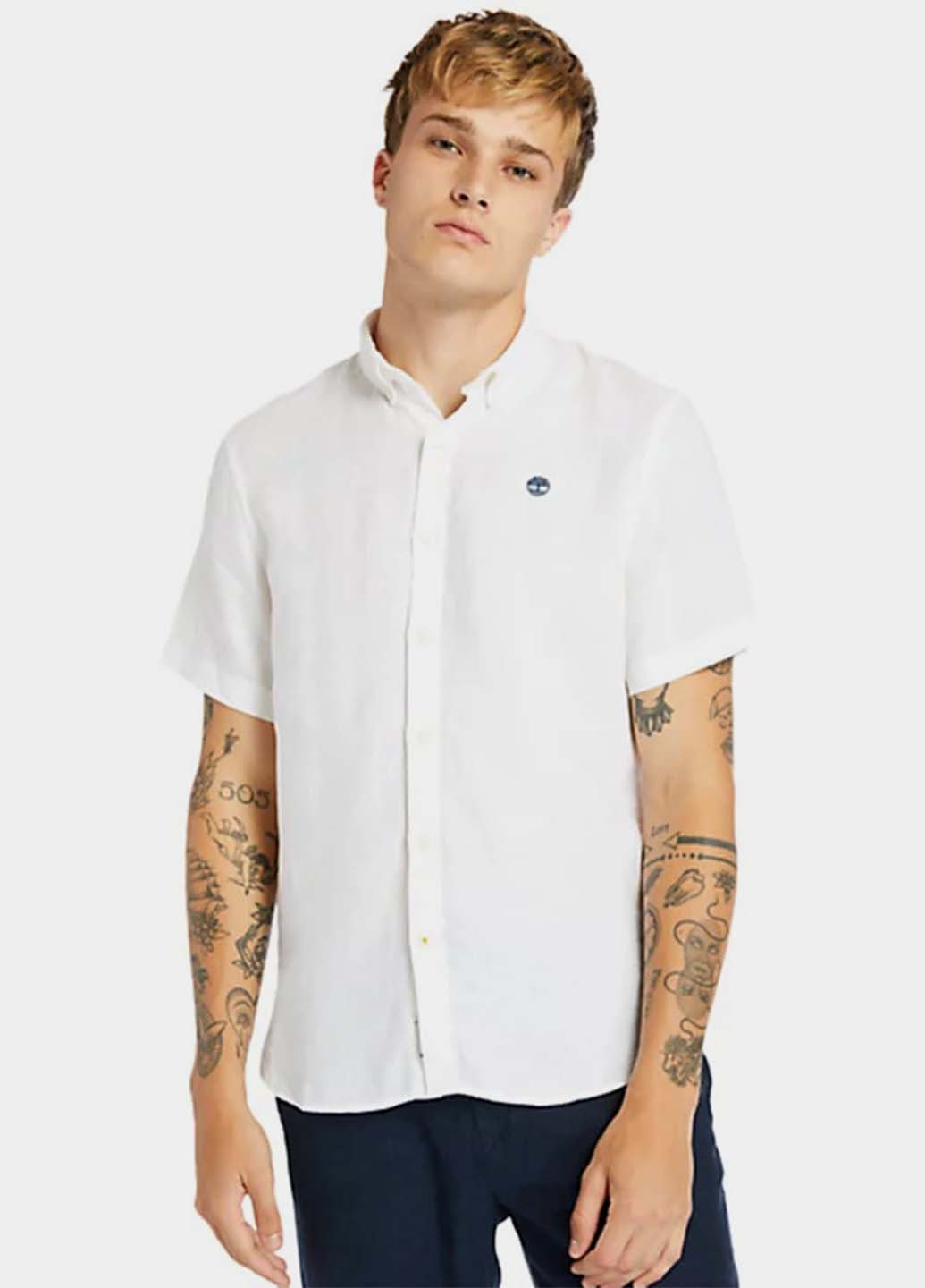 Белая кэжуал рубашка однотонная Timberland