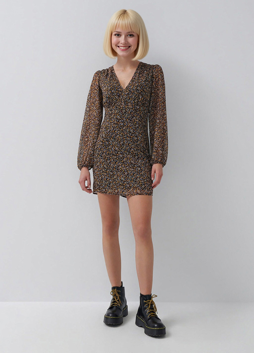 Комбинированное кэжуал платье House с цветочным принтом