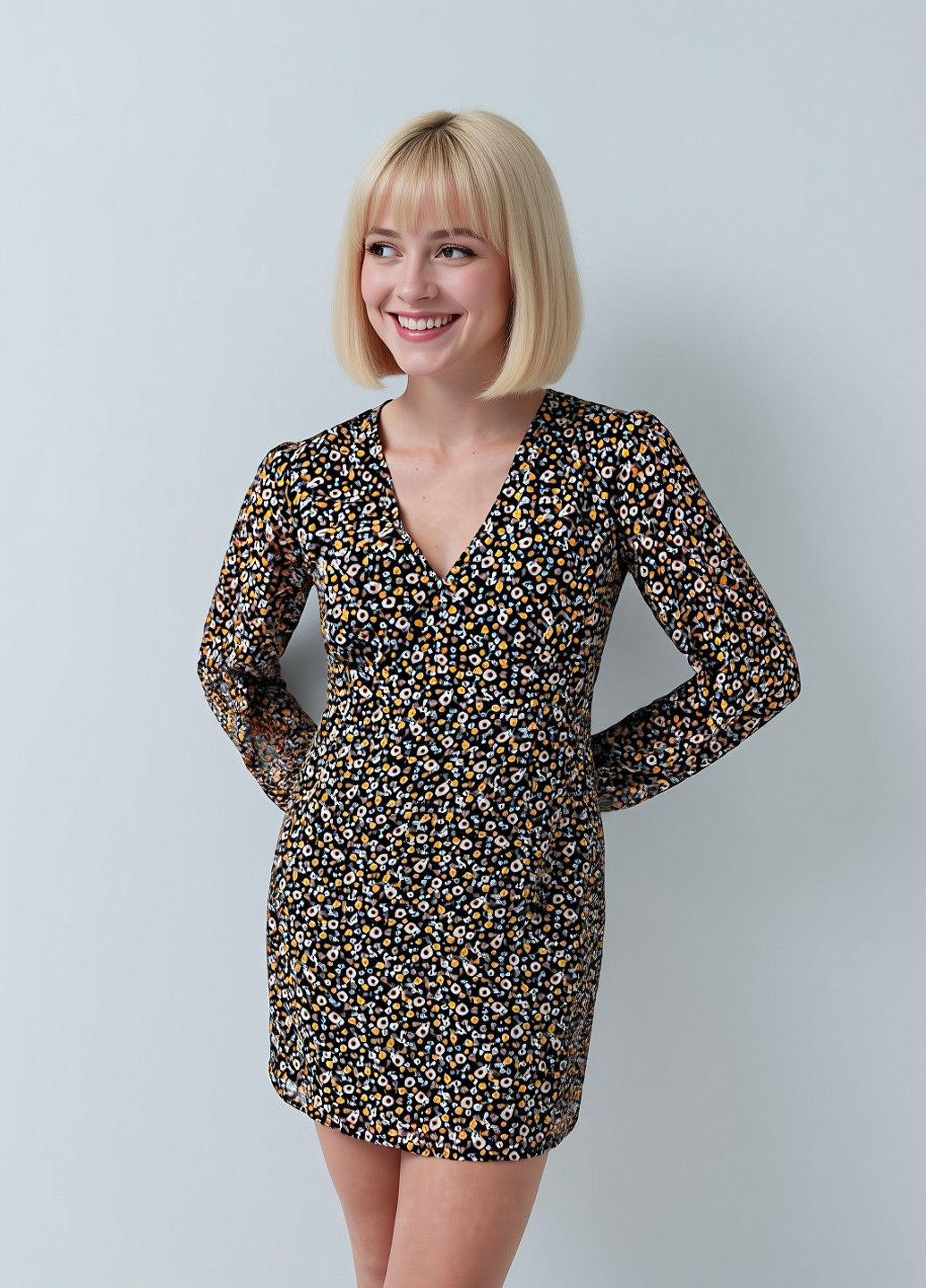 Комбинированное кэжуал платье House с цветочным принтом