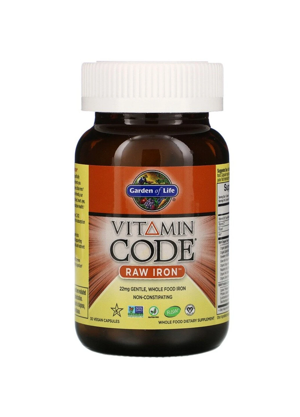 Сире Залізо з Вітамінами та Пробіотикиами, Vitamin Code,, 30 гелевих капсул Garden of Life (255409719)