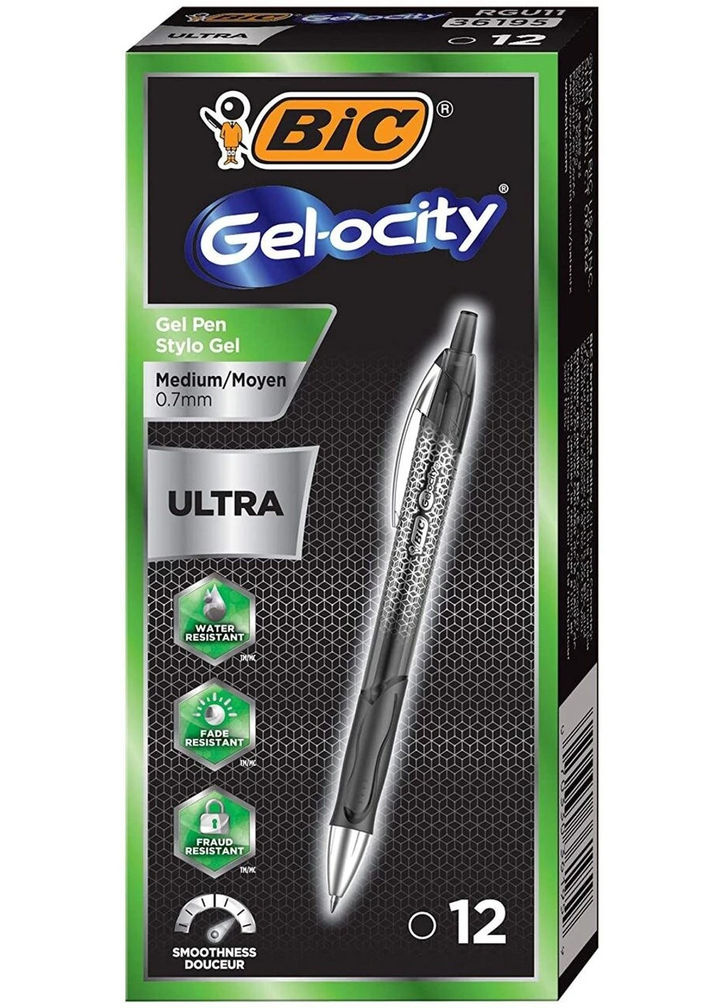 Набір гелевих ручок 12 шт автоматичні Gel-ocity Ultra(RGU11-BLK) (RGU11BK) (B07M5MFSQM) Bic (255254447)