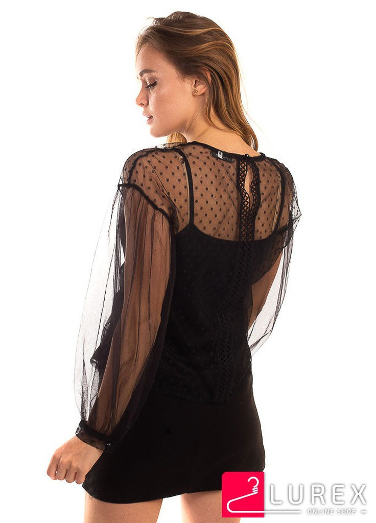 Черная демисезонная легкая блуза из прозрачного фатина No Brand
