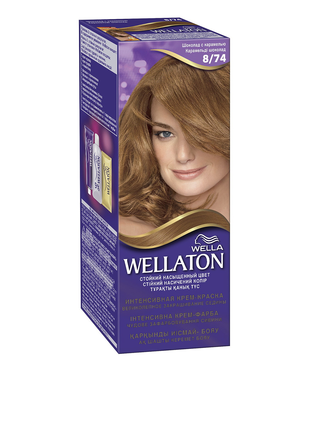 Крем-краска для волос стойкая №8/74 Шоколад с карамелью Wellaton (17071537)