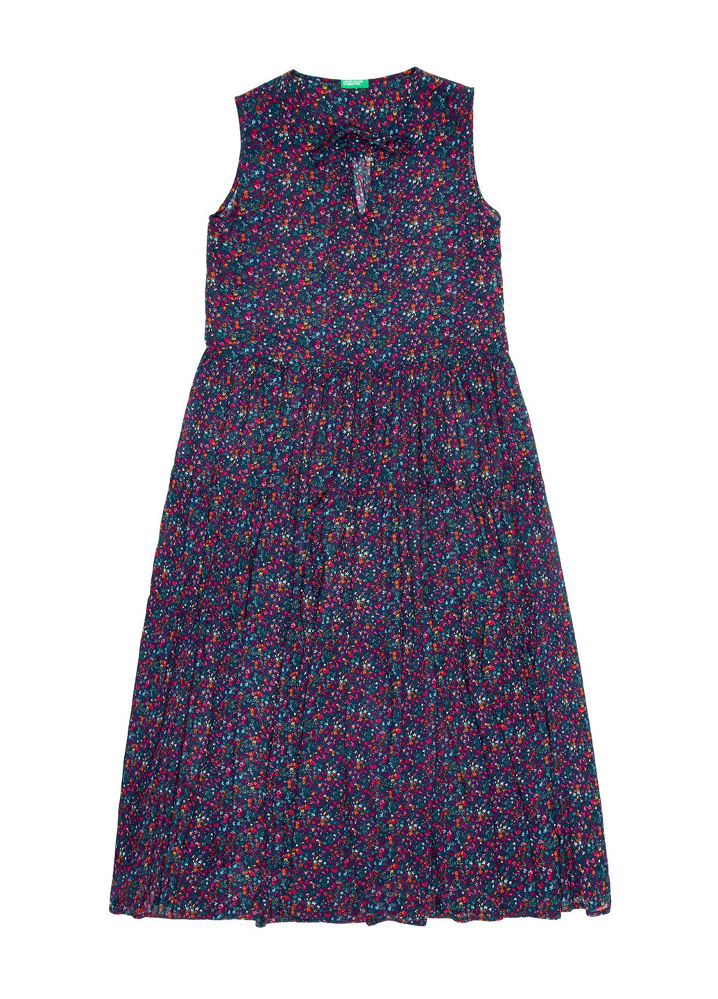 Темно-синее кэжуал платье клеш United Colors of Benetton с цветочным принтом