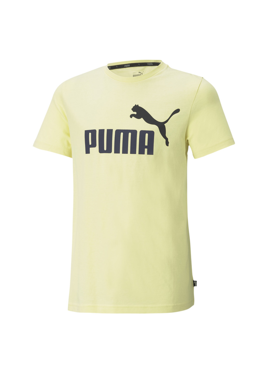 Желтая демисезонная детская футболка essentials+ two-tone logo youth tee Puma