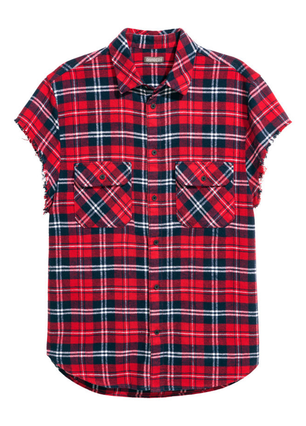 Красная кэжуал рубашка в клетку H&M с коротким рукавом