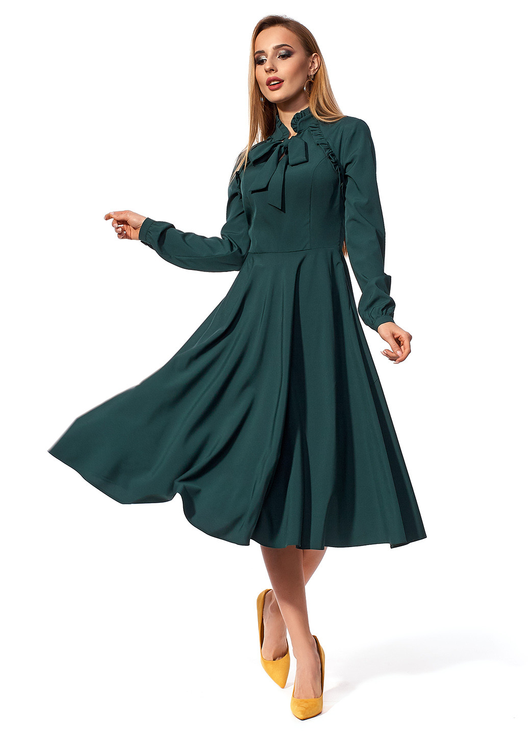 Зелена кежуал плаття, сукня кльош SL-Fashion однотонна