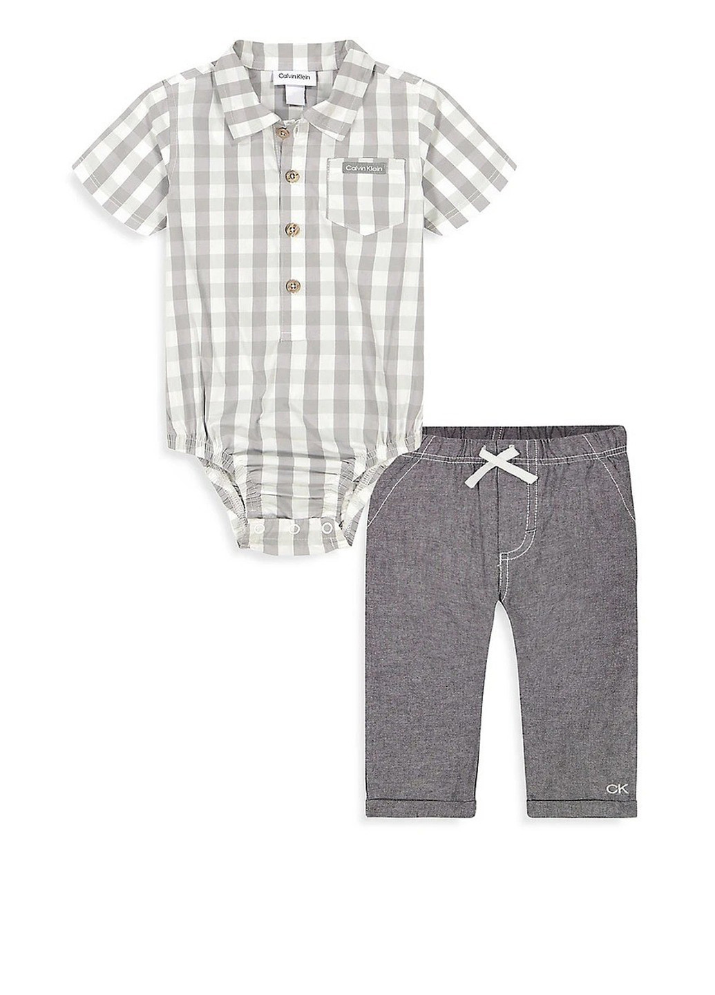 Сірий літній комплект (боді, штани) Calvin Klein