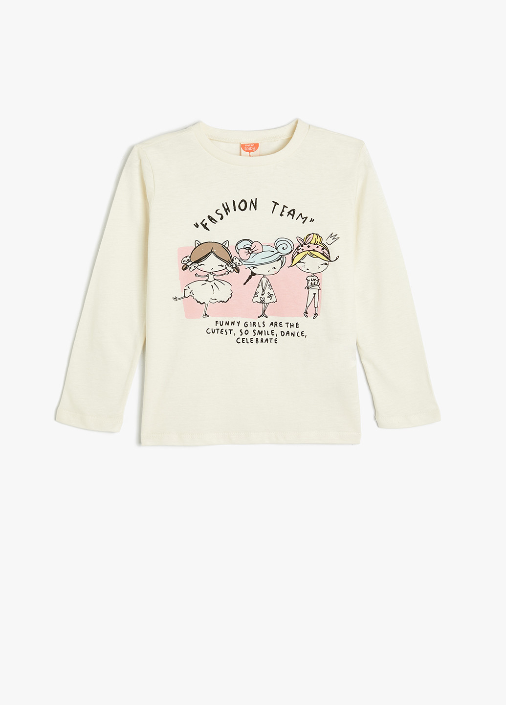 Кремовый демисезонный кэжуал лонгслив KOTON с рисунком