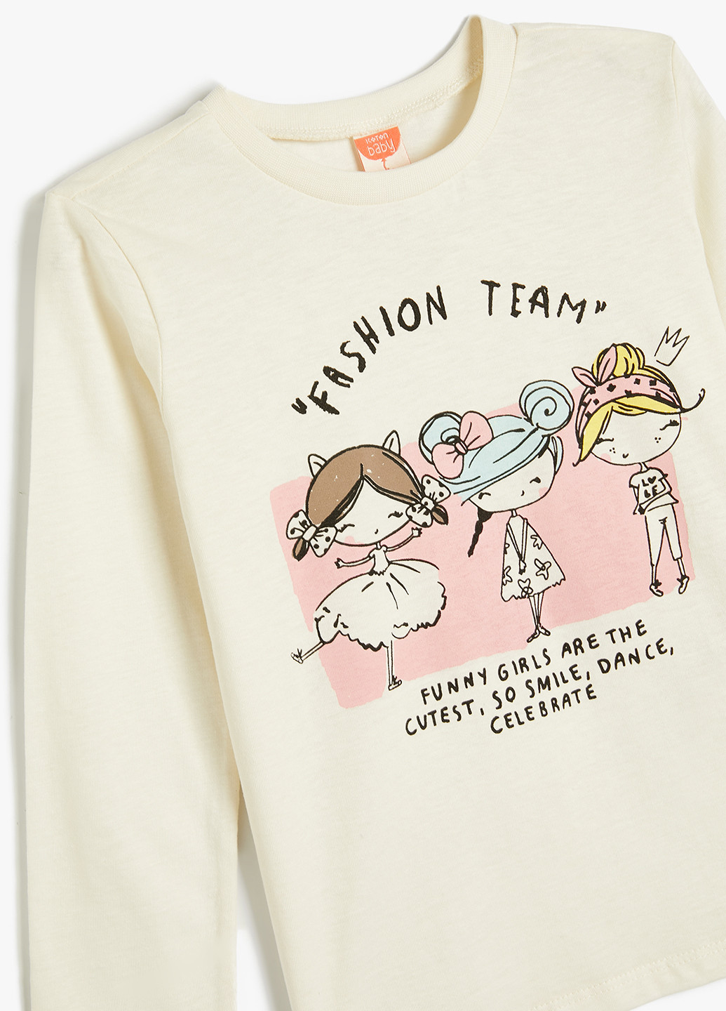 Кремовый демисезонный кэжуал лонгслив KOTON с рисунком