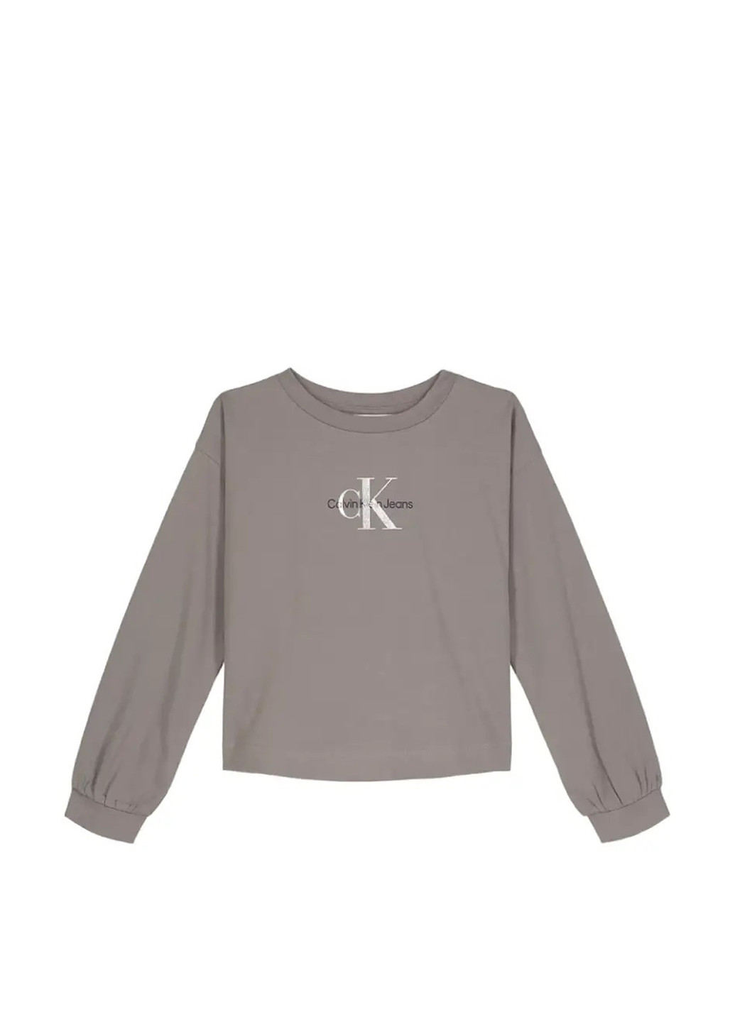 Серый демисезонный кэжуал лонгслив Calvin Klein с логотипом