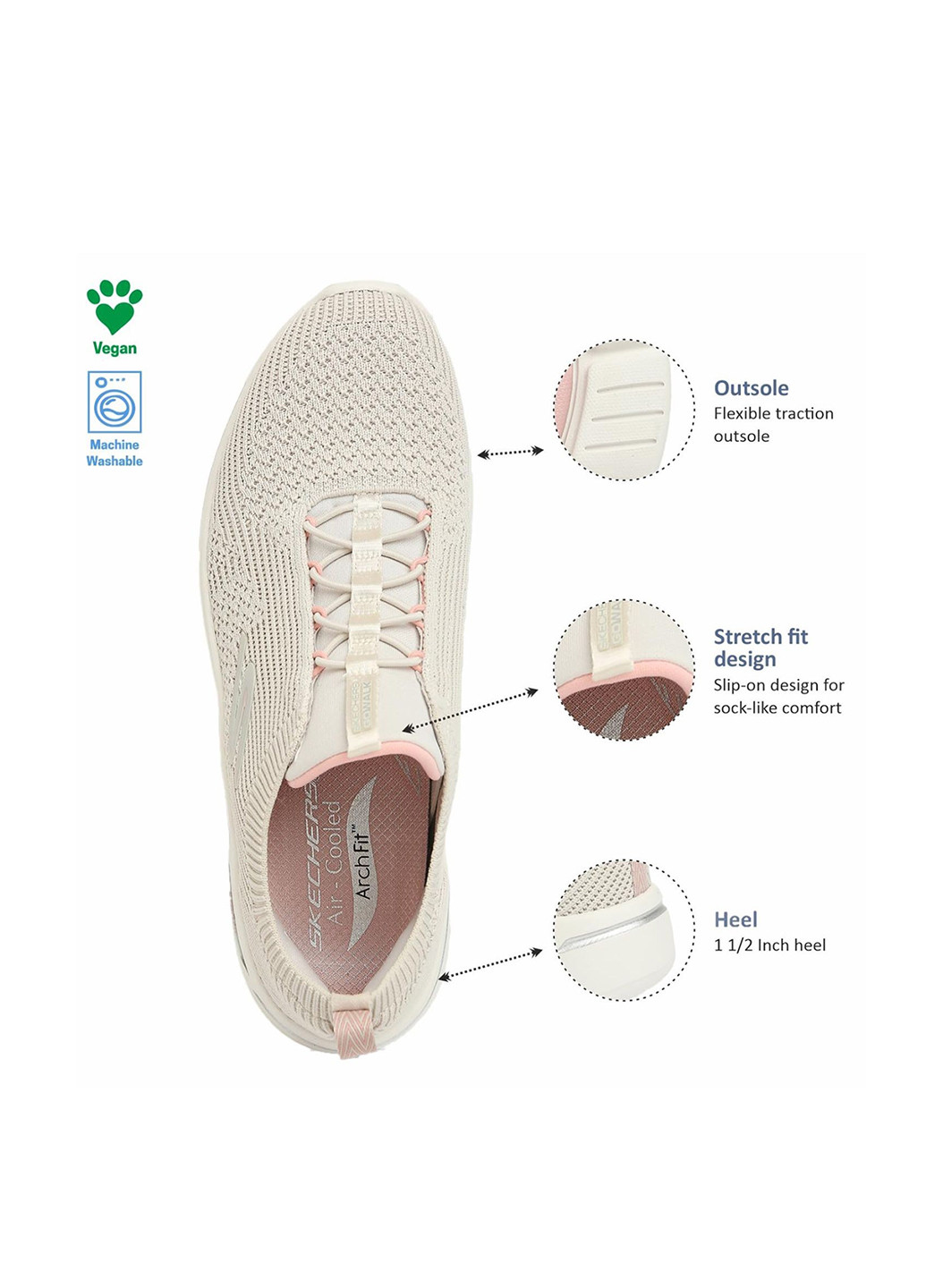 Кросівки Skechers GO WALK Arch Fit-Crystal Waves бежеві демісезони (353745777)