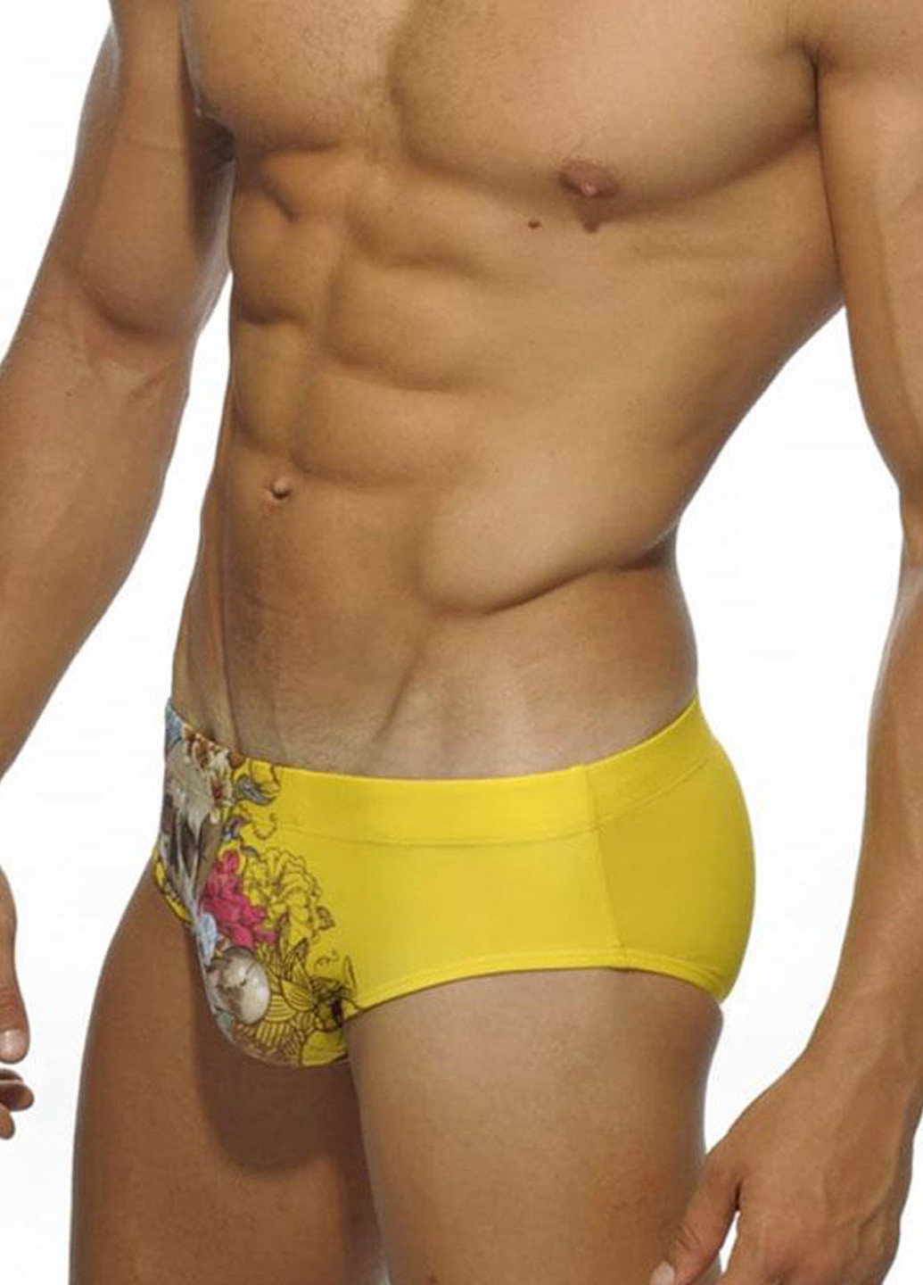 Мужские желтые пляжные мужские плавки брифы Sport Line