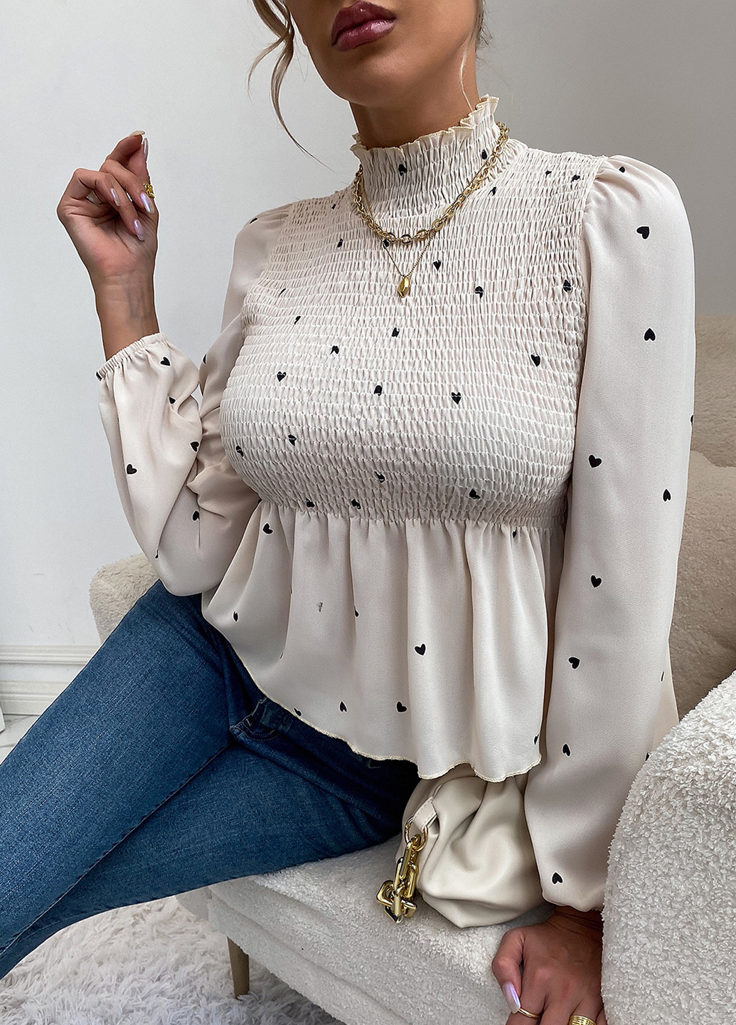 Кремовая блуза SHEIN