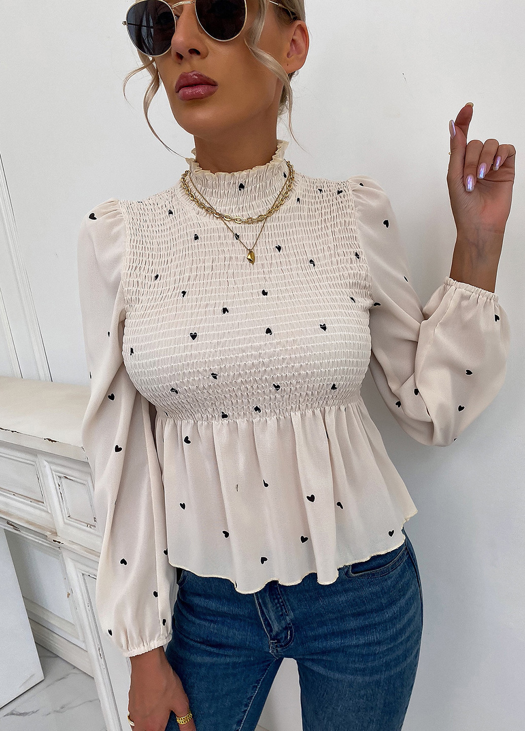 Кремовая блуза SHEIN