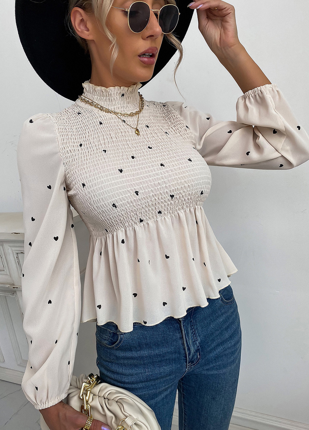 Кремовая блуза SHEIN