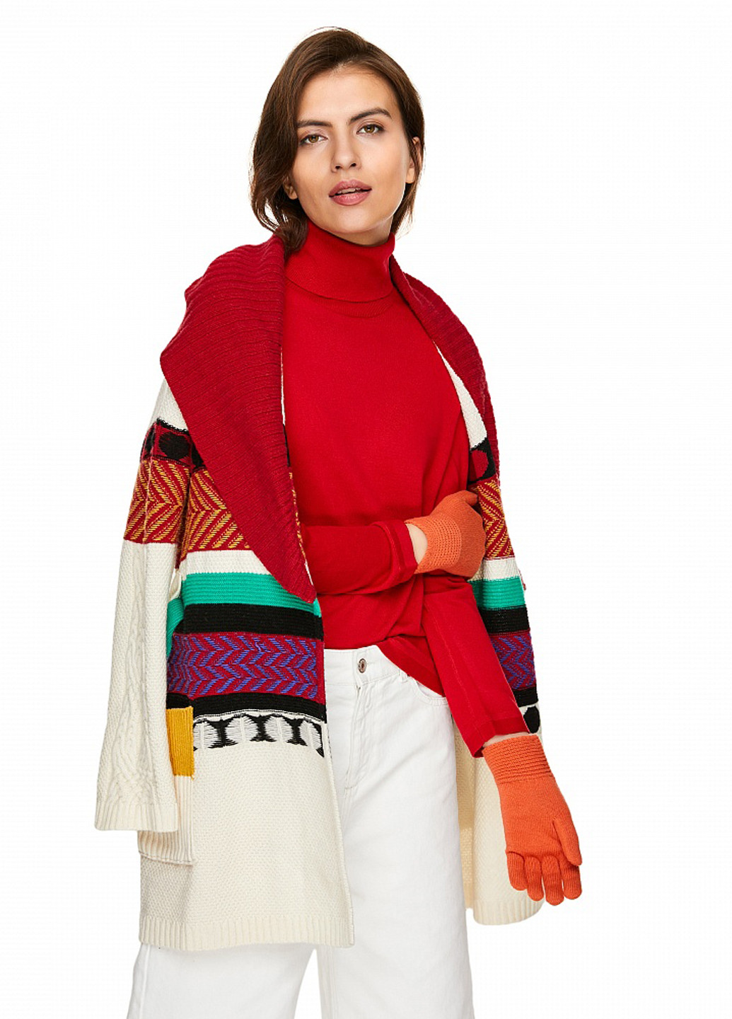 Красный демисезонный свитер хомут United Colors of Benetton