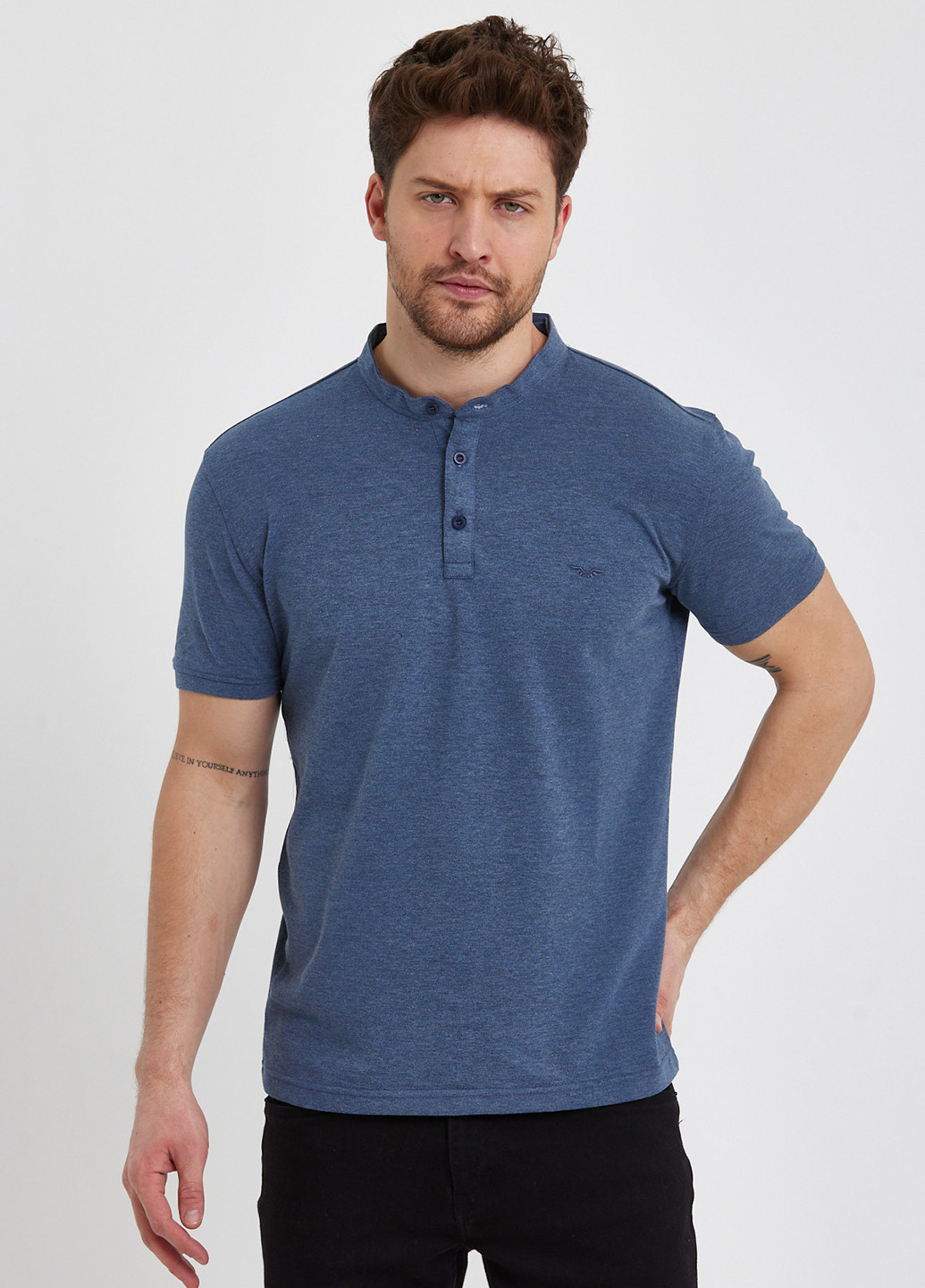 Синяя футболка-поло для мужчин Trend Collection меланжевая