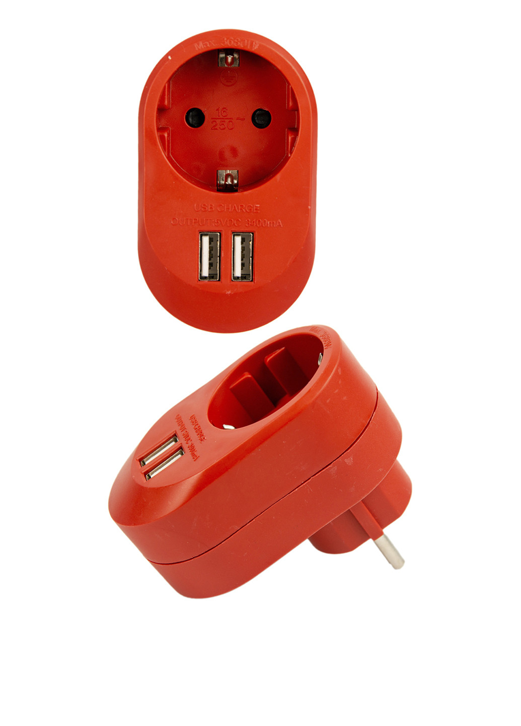 Переходник с 2 USB-портами,5х8,5 см Silver Crest красный