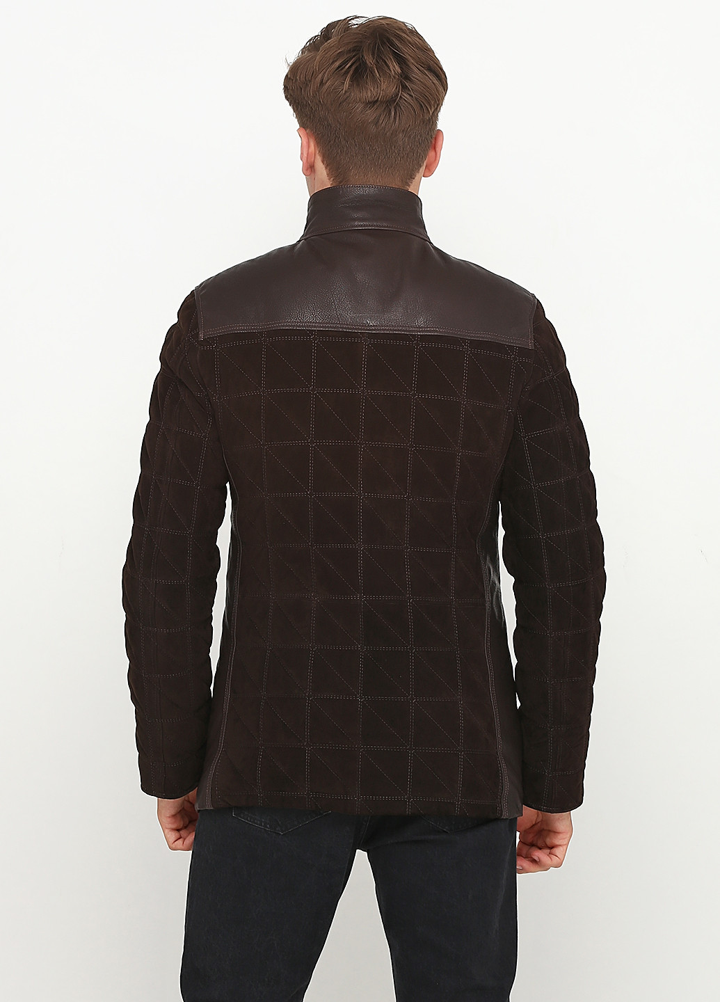Темно-коричневая демисезонная куртка замшевая Louis Armand