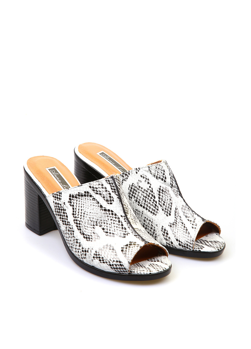 Черно-белые шлепанцы Anna Lucci с тиснением