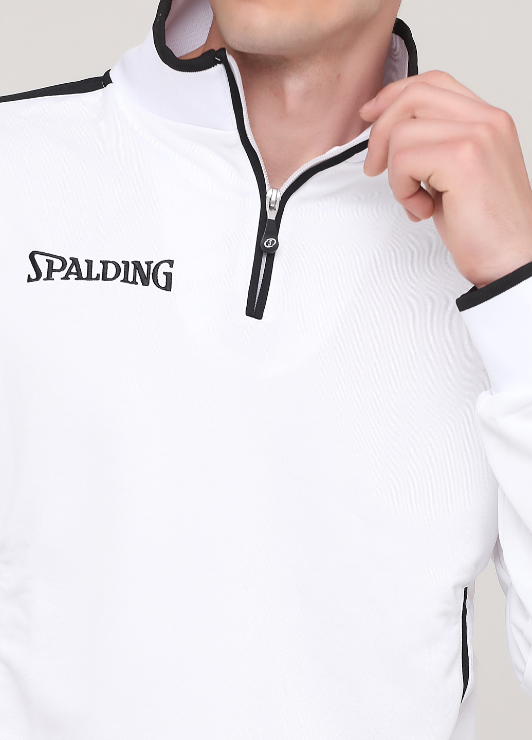Свитшот Spalding - Прямой крой однотонный белый спортивный полиэстер - (222262579)