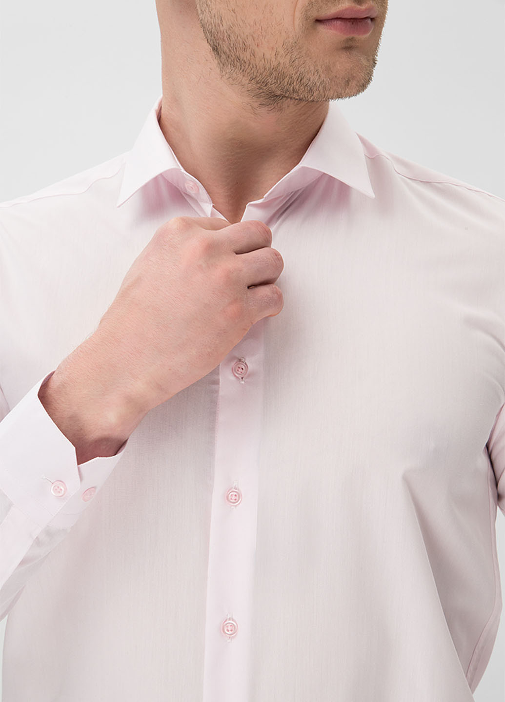 Розовая классическая рубашка однотонная NAVI с длинным рукавом