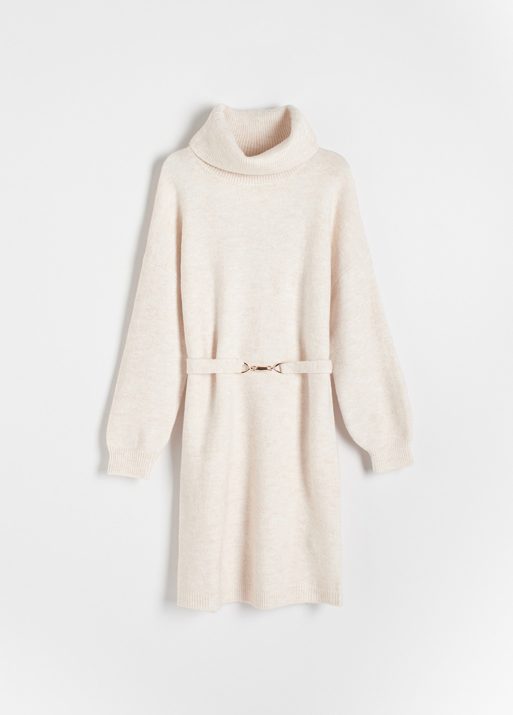 Молочное кэжуал платье платье-свитер Reserved однотонное