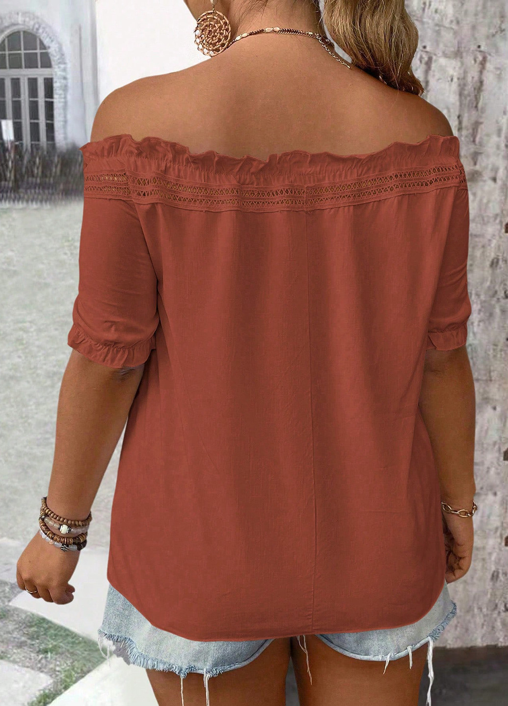 Терракотовая блуза SHEIN