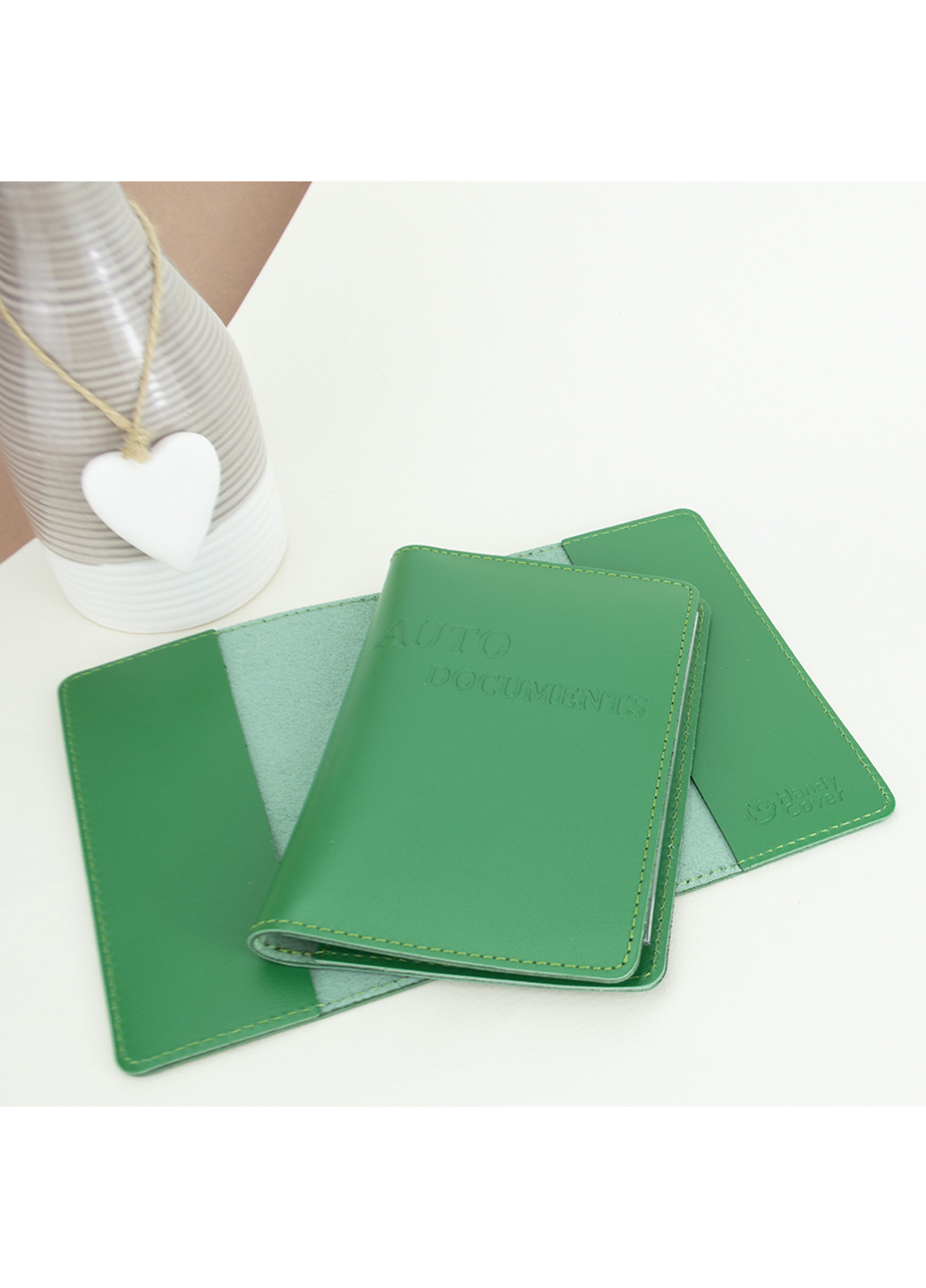 Подарунковий набір №22: обкладинка на паспорт + обкладинка права (зелений) HandyCover (253403904)
