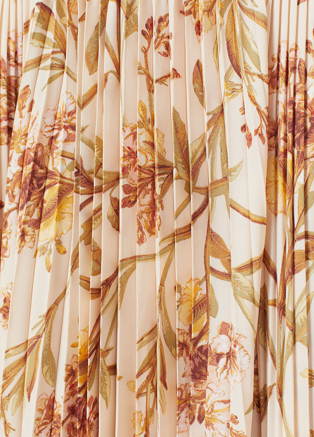 Светло-бежевая кэжуал цветочной расцветки юбка H&M клешированная, плиссе