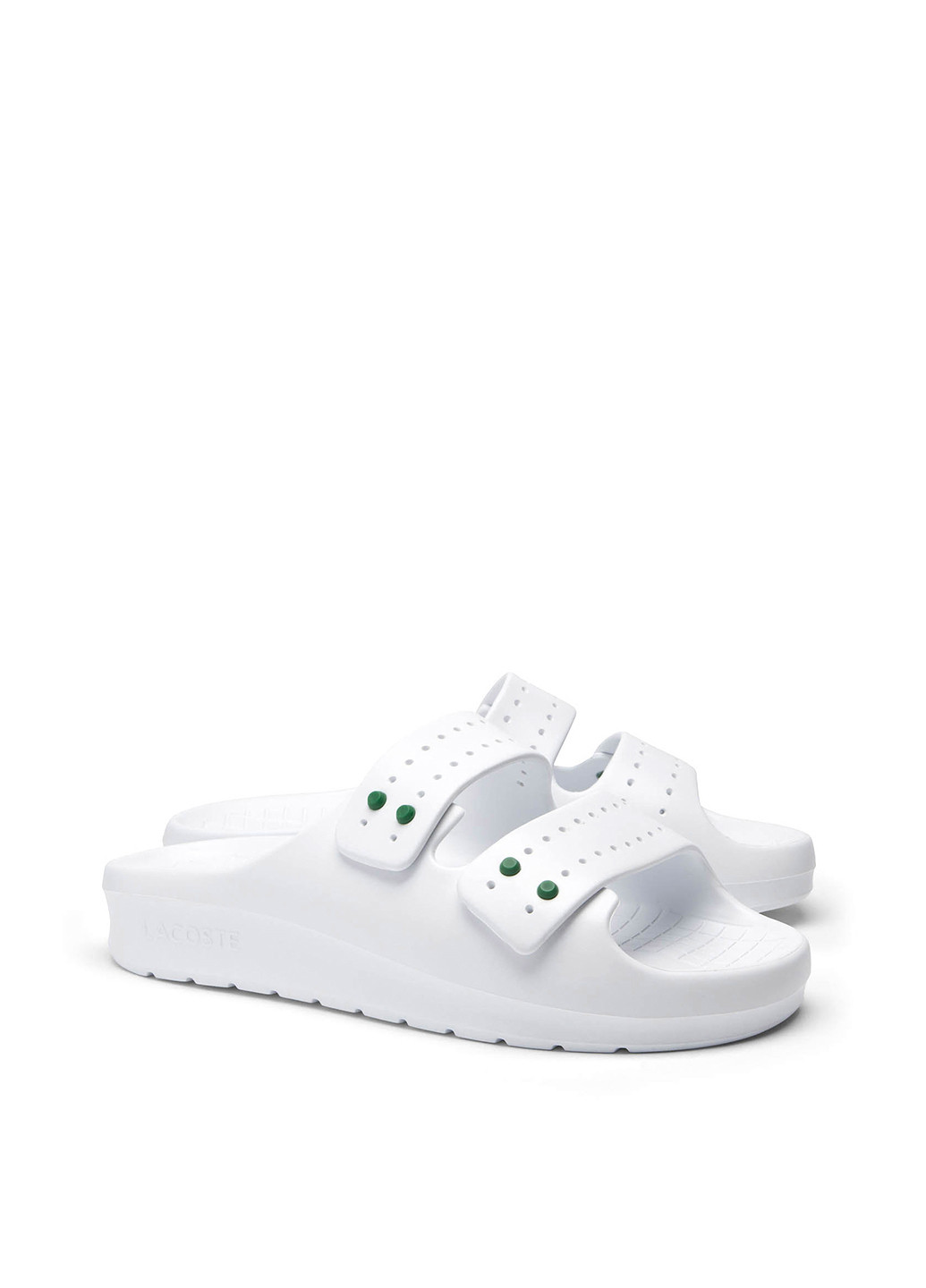 Белые шлепанцы Lacoste с перфорацией