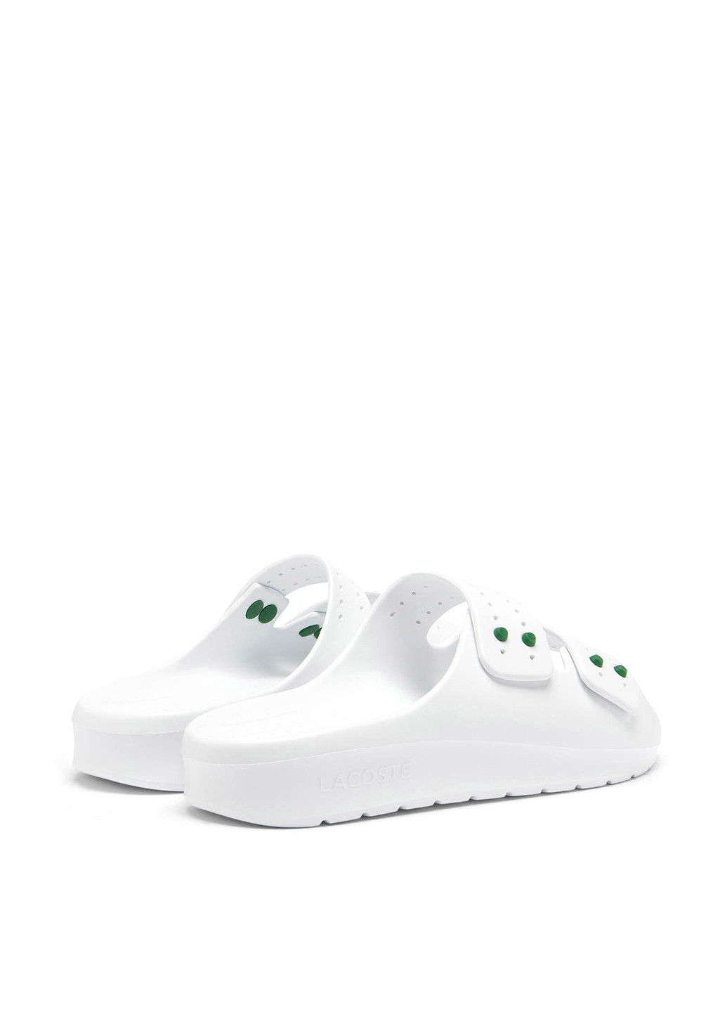 Белые шлепанцы Lacoste с перфорацией
