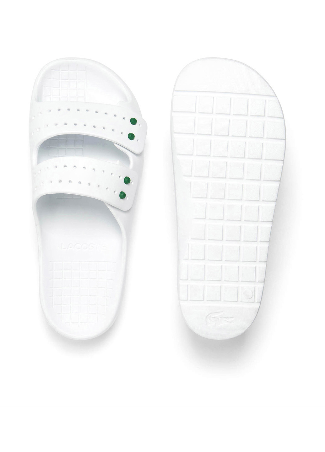 Белые шлепанцы Lacoste с перфорацией