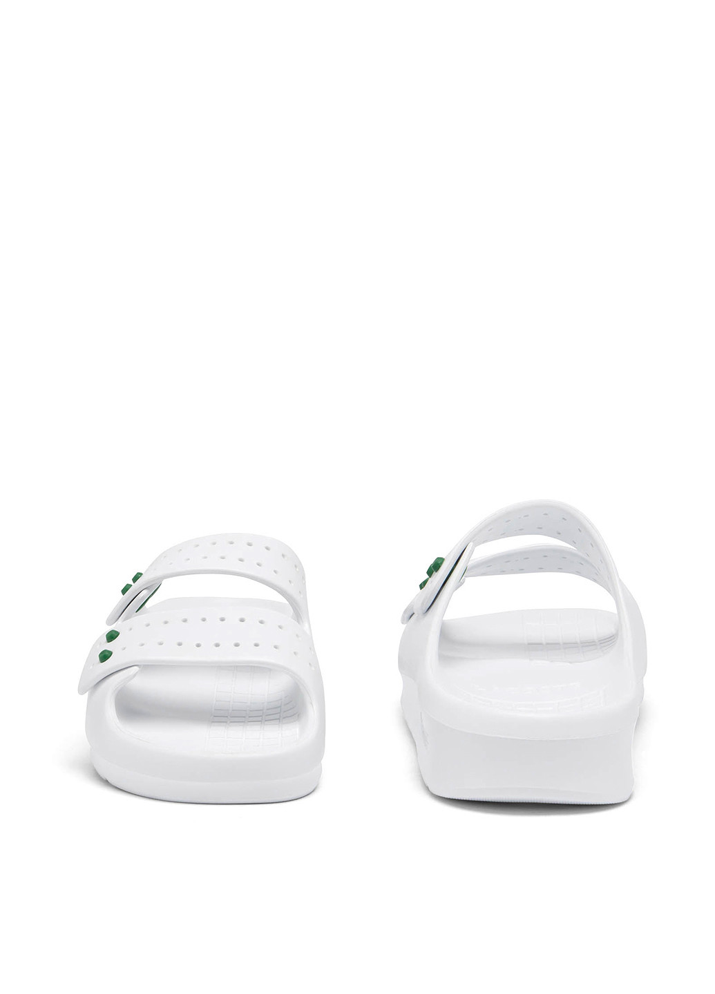 Белые шлепанцы Lacoste с перфорацией