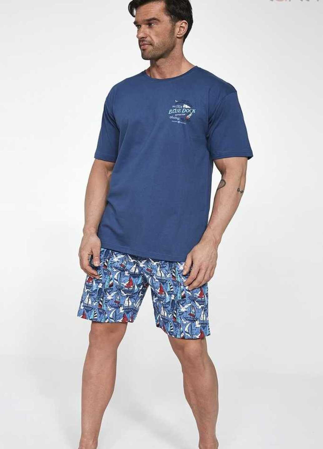 Піжама чоловіча шорти та футболка з коротким рукавом Джинс Cornette (253274506)