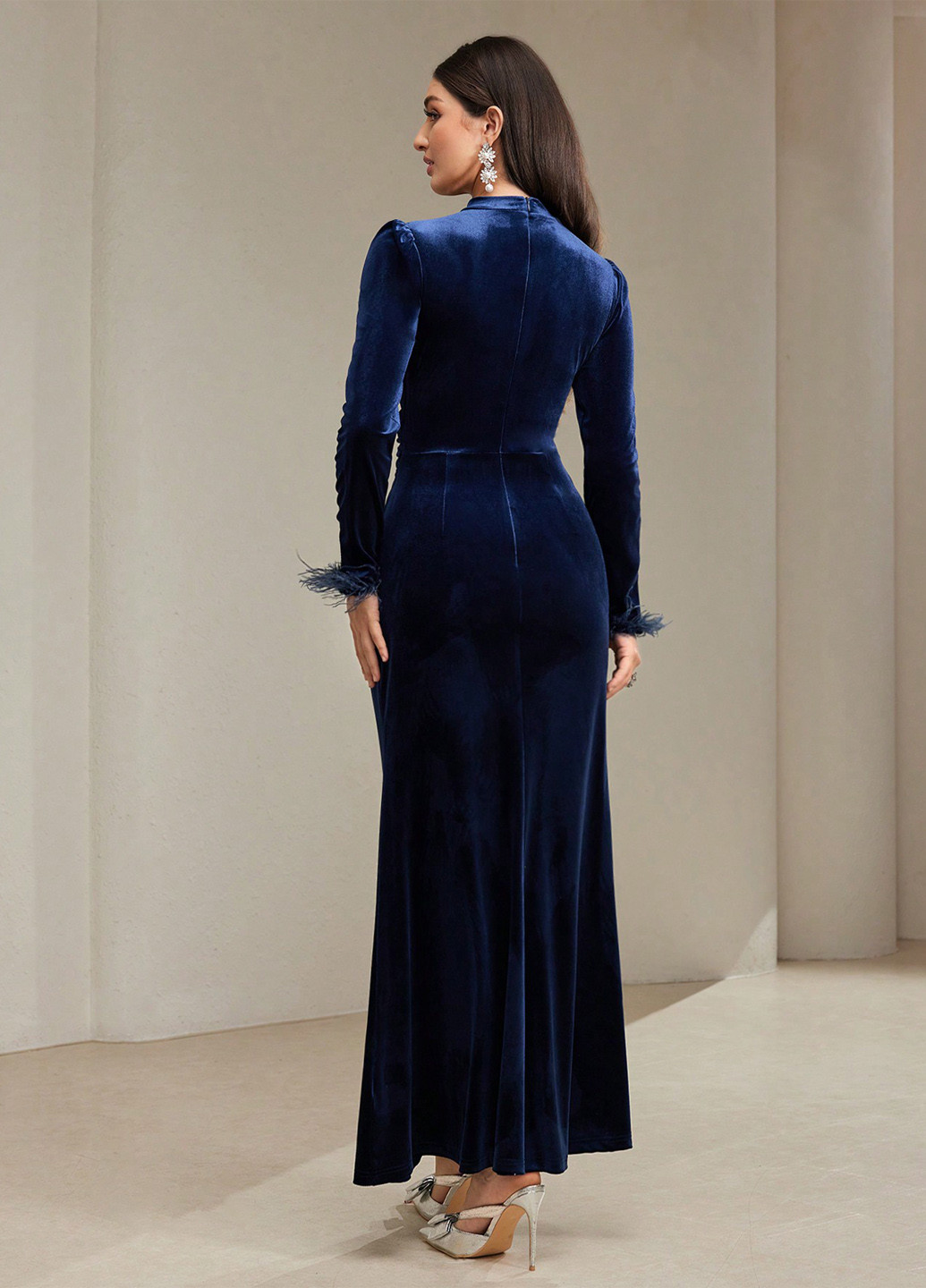 Темно-синя вечірня сукня годе SHEIN однотонна