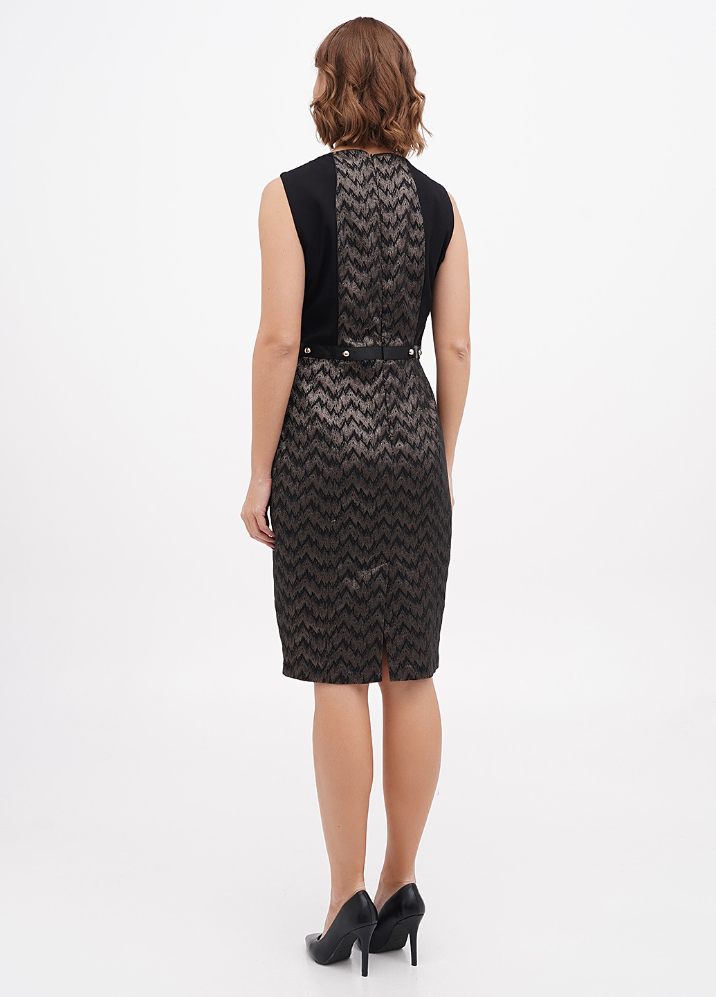 Коричневое кэжуал платье футляр Sassofono однотонное