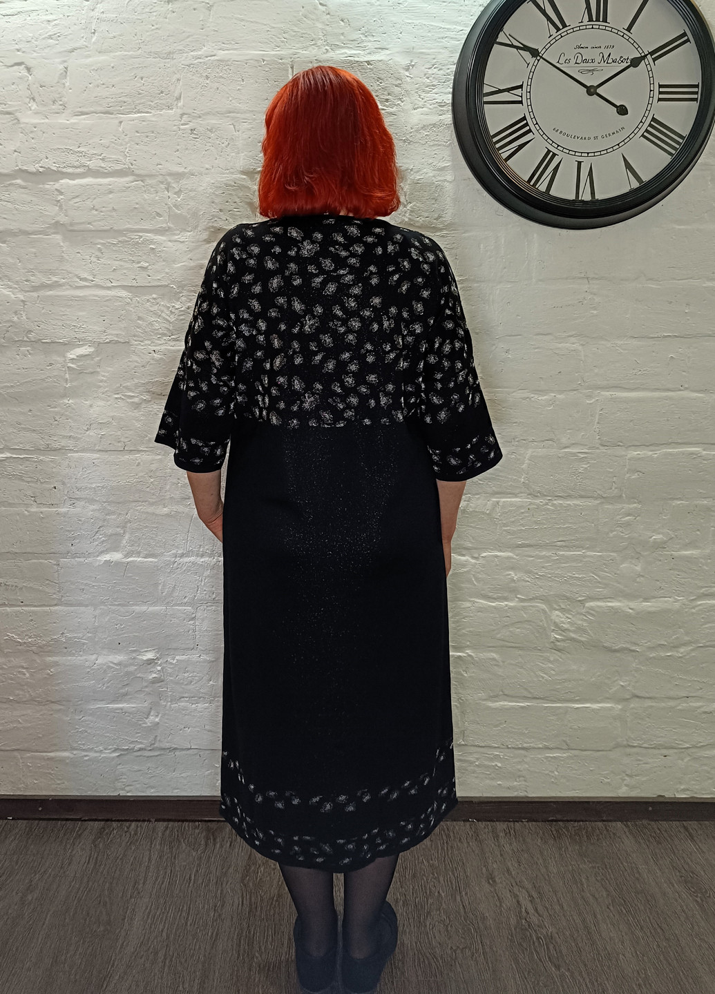 Черное кэжуал платье Darkwin с абстрактным узором
