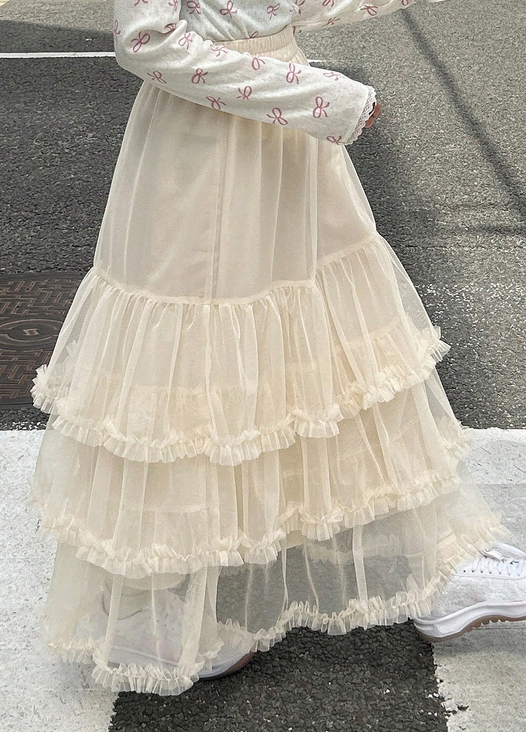 Кремовая праздничный, кэжуал однотонная юбка SHEIN