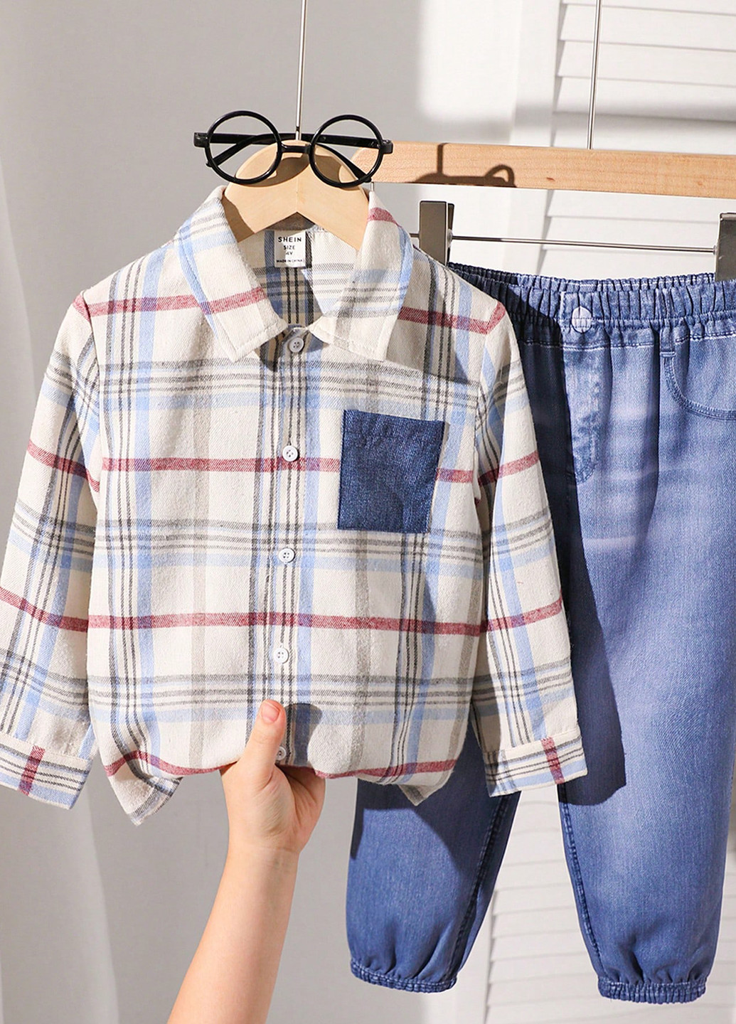 Комбинированный демисезонный комплект (рубашка, брюки) SHEIN