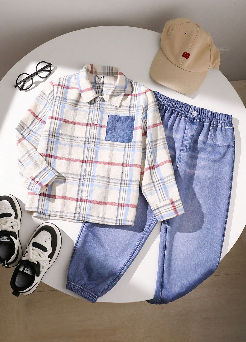 Комбинированный демисезонный комплект (рубашка, брюки) SHEIN