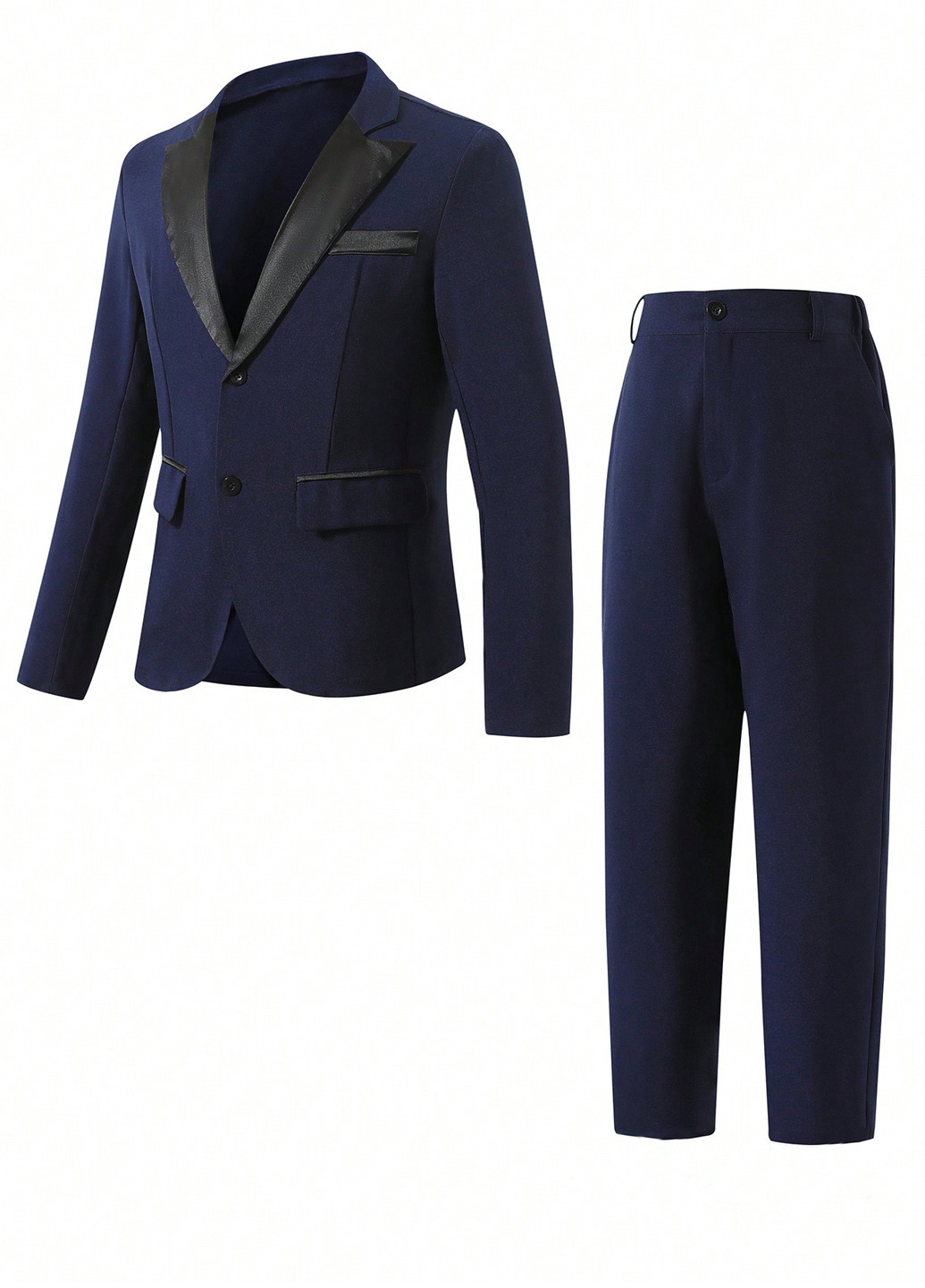 Темно-синій демісезонний костюм (піджак, штани) брючний SHEIN
