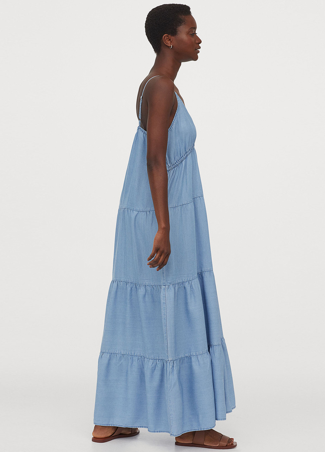 Блакитна кежуал сукня кльош H&M однотонна