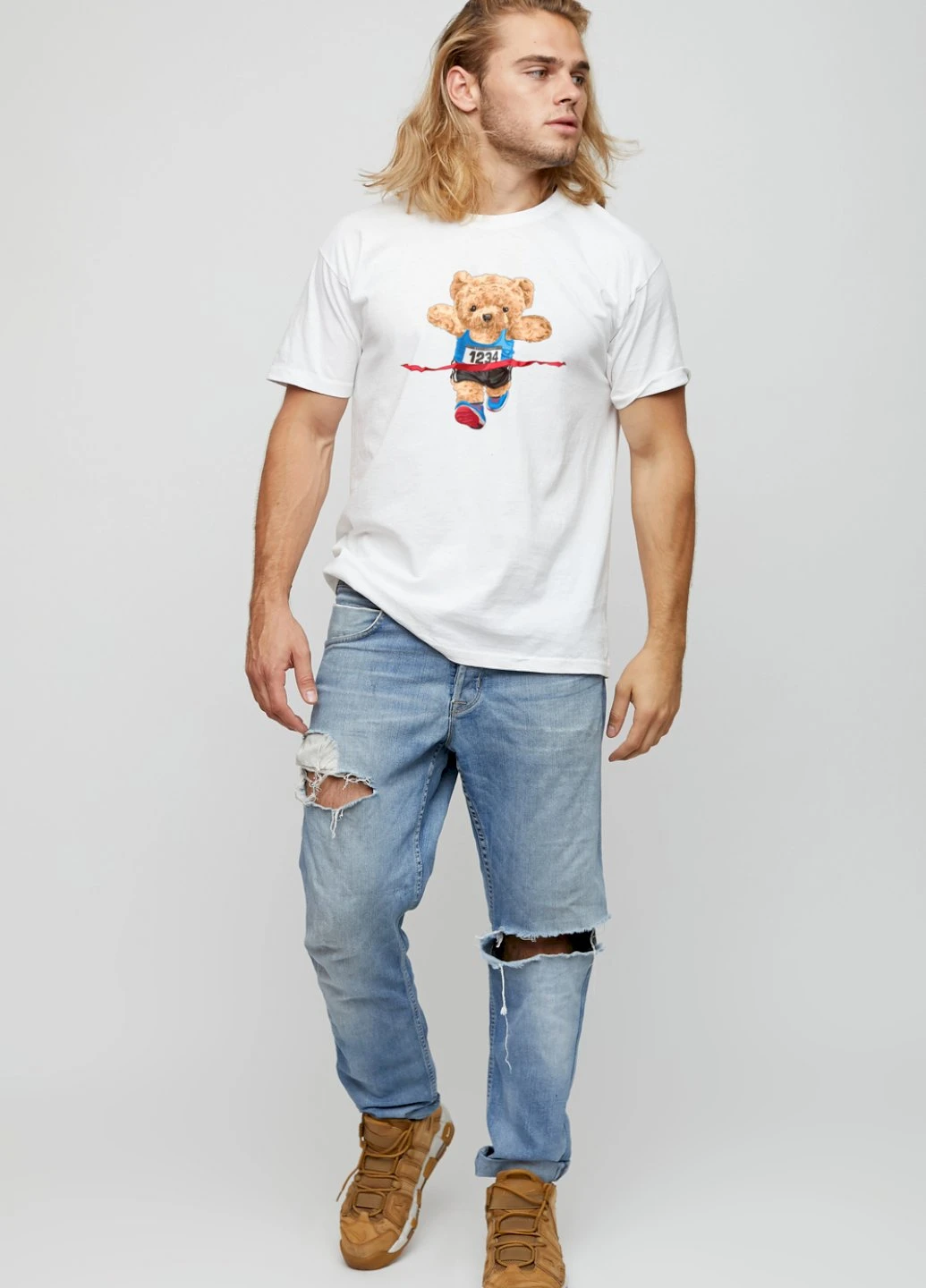 Біла футболка чоловіча basic /air print/ YAPPI