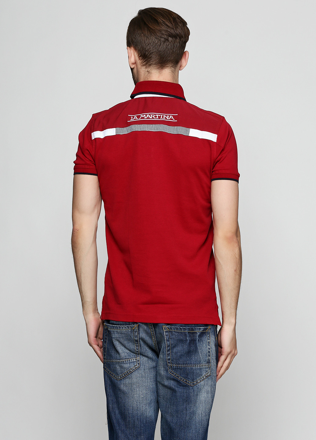 Бордовая футболка-поло для мужчин La Martina с надписью