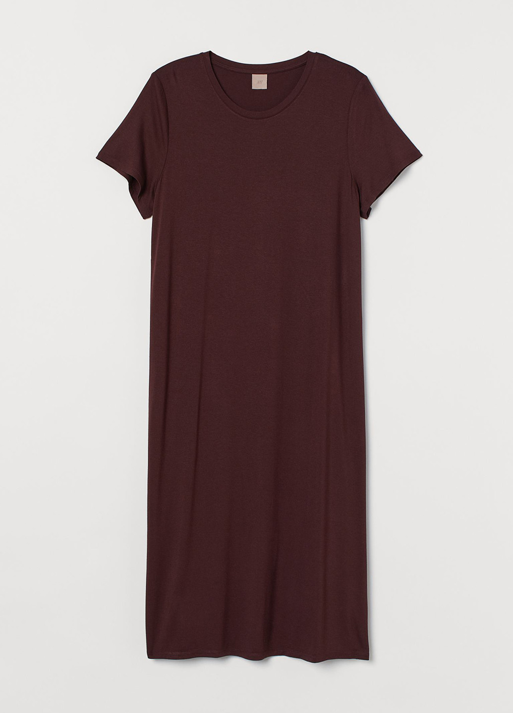 Бордовое кэжуал платье платье-футболка H&M однотонное