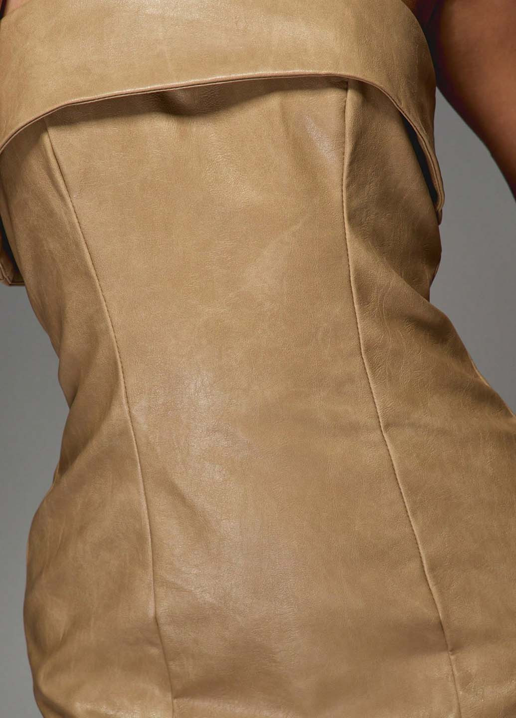 Бежева кежуал, коктейльна сукня з відкритими плечима, з відкритою спиною SHEIN однотонна