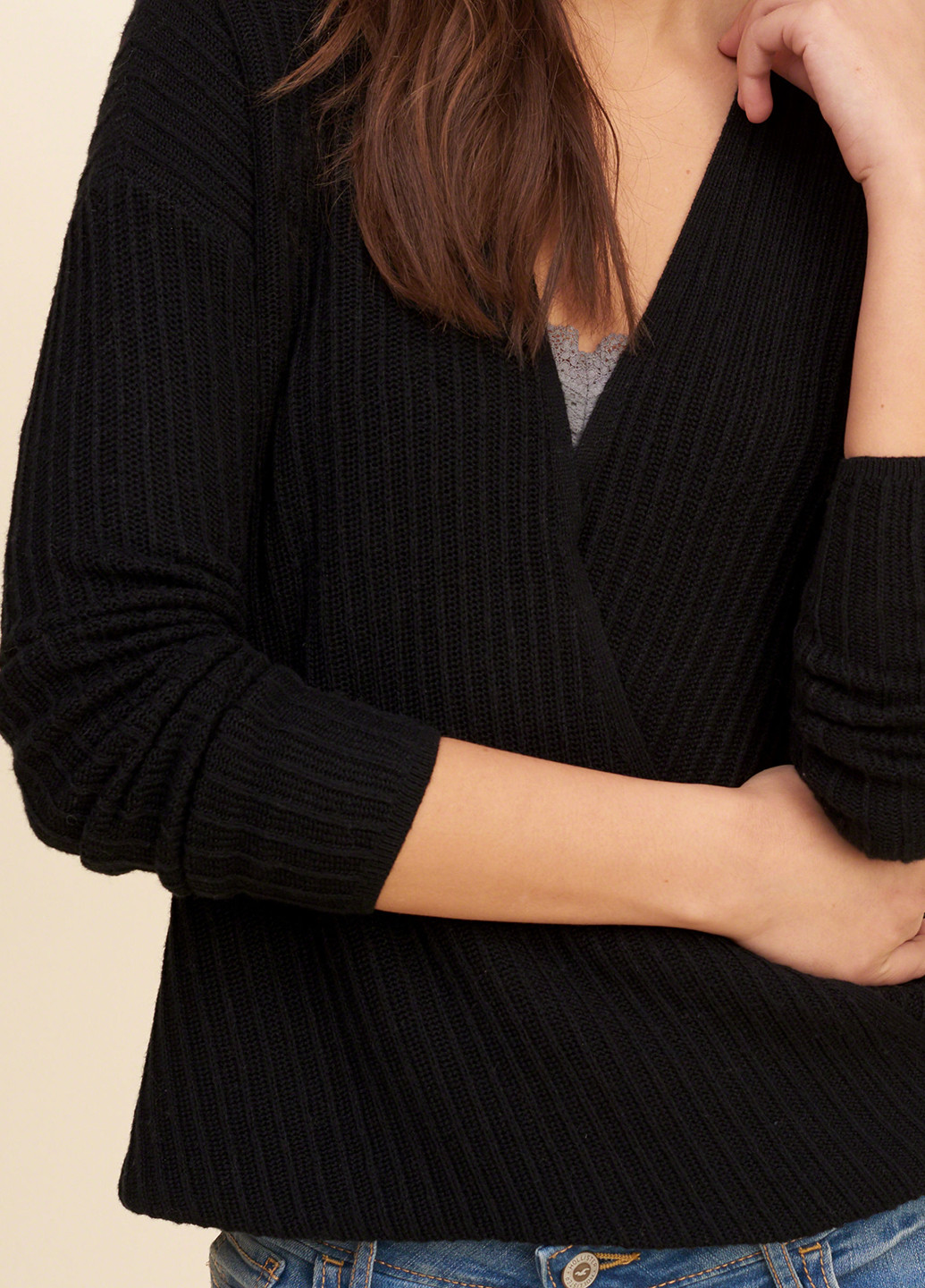 Черный демисезонный пуловер пуловер Hollister